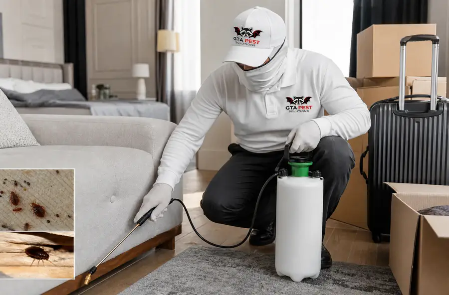 Technician inspecting a home for pest entry points