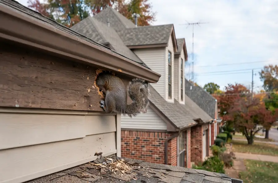 Squirrel entering a home through a roof or exterior opening