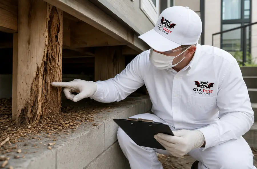 Visible signs of termite damage in a home