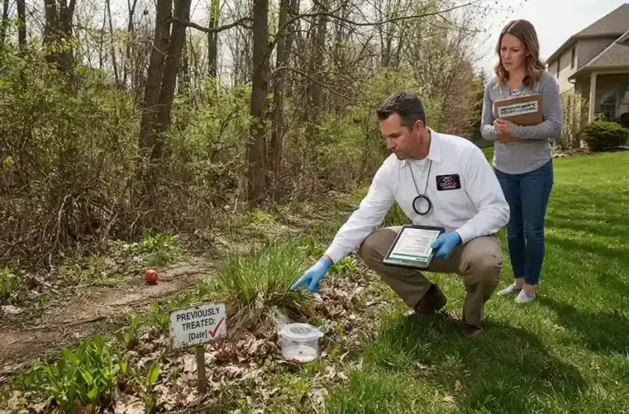 Targeted tick control treatment around a GTA residential property